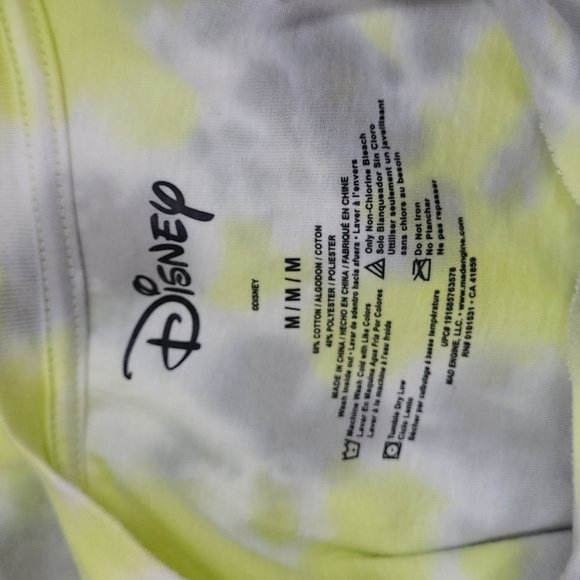 Disney WMS M Tee T Shirt Yellow Grey Mickey Mouse Tie Dye Long Sleeve Athleisure - Picture 6 of 7